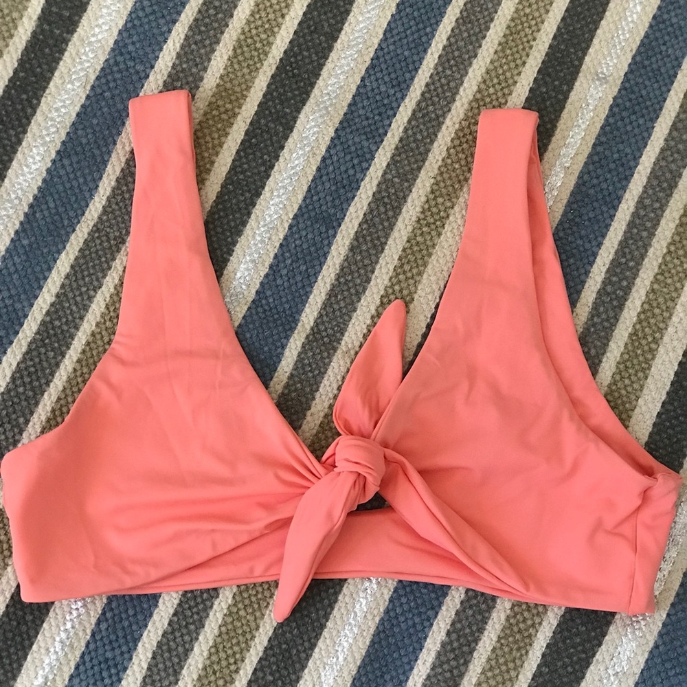 coral tie front bikini // top - Picture 4 of 5